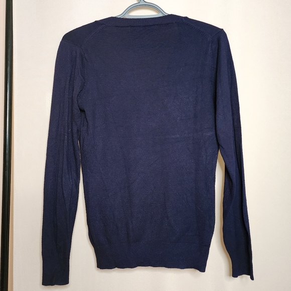 Zara Navy Blue V-neck Viscose Blend - Picture 2 of 7